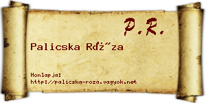 Palicska Róza névjegykártya